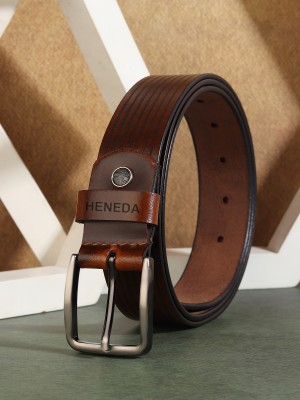 HENEDA Men Formal Tan Genuine Leather Belt