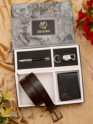 ZEVORA Men Casual Black Genuine Leather Reversible Belt