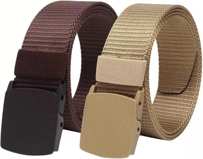 Icongadget Men Casual, Party, Formal Brown, Beige Nylon Belt