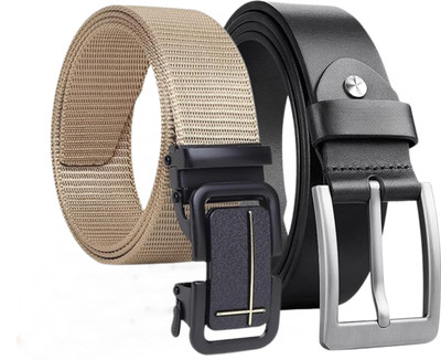 LAER Men Formal Multicolor Genuine Leather Belt