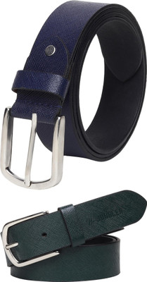 Jungler Men Evening, Party, Formal, Casual Blue, Green Genuine Leather Belt
