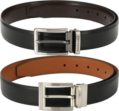 Pacific Gold Men Formal Black Artificial Leather Belt