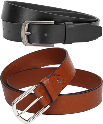 Jungler Men Evening, Party, Formal, Casual Black, Tan Genuine Leather Belt