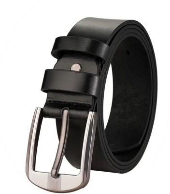 HENEDA Men Formal Black Genuine Leather Belt