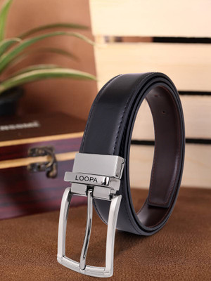 LOOPA Men Formal, Casual, Evening, Party Black Artificial Leather Reversible Belt