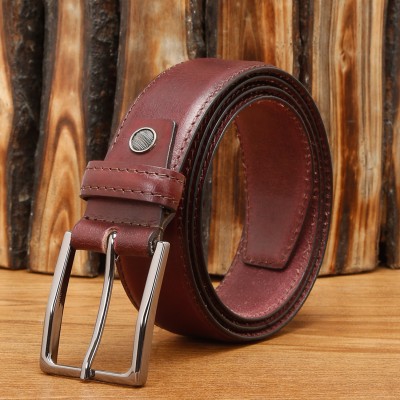 LOUIS STITCH Men Casual Maroon Genuine Leather Belt