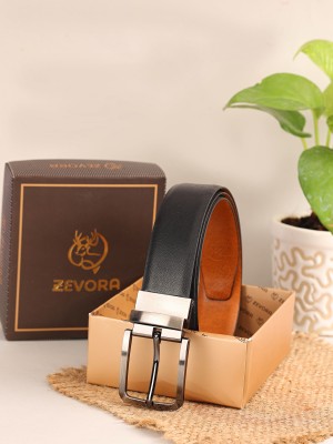 ZEVORA Men Casual, Evening, Formal, Party Black Genuine Leather Reversible Belt