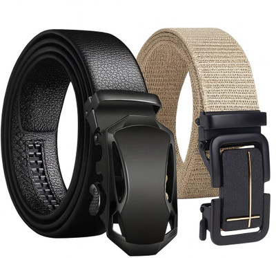 PROVOGUE Men Party, Evening, Formal, Casual Black, Beige Artificial Leather, Texas Leatherite, Nylon Belt