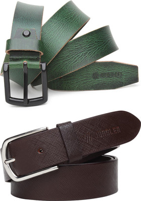 Jungler Men Evening, Party, Formal, Casual Green, Brown Genuine Leather Belt