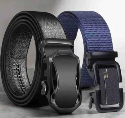 ShopGlobal Men & Women Casual, Evening, Formal, Party Black, Blue Artificial Leather, Nylon Belt