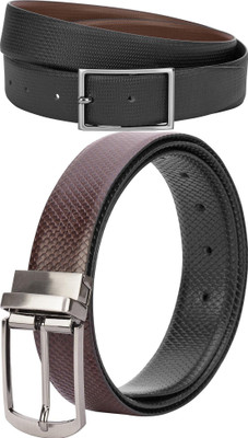 Jungler Men Evening, Party, Formal, Casual Brown, Black Genuine Leather Belt