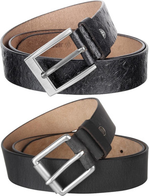 Jungler Men Evening, Party, Formal, Casual Black, Black Genuine Leather Belt