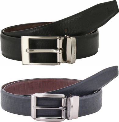 Pacific Gold Men Formal Black, Black, Blue Artificial Leather Belt