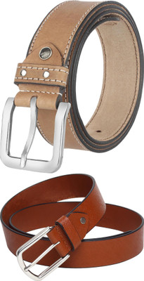 Jungler Men Evening, Party, Formal, Casual Beige, Tan Genuine Leather Belt