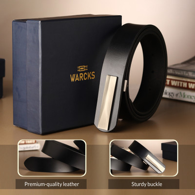WARCKS Men Formal Black Genuine Leather Belt