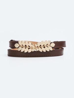 Ginger by Lifestyle Women Casual Brown Genuine Leather Belt