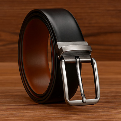 LAER Men & Women Casual, Evening, Formal, Party Black Genuine Leather Reversible Belt