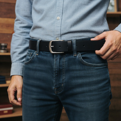 dazzle attire Men Formal, Casual Black Genuine Leather Belt