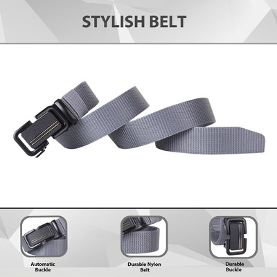 METRONAUT Men Casual Grey Nylon Belt