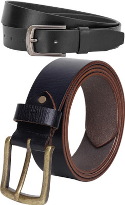 Jungler Men Evening, Party, Formal, Casual Black, Black Genuine Leather Belt