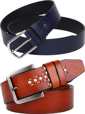 Jungler Men Evening, Party, Formal, Casual Blue, Brown Genuine Leather Belt