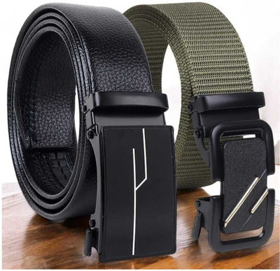 V ROOTS Men Casual, Evening, Formal, Party Black, Green Canvas, Artificial Leather Belt
