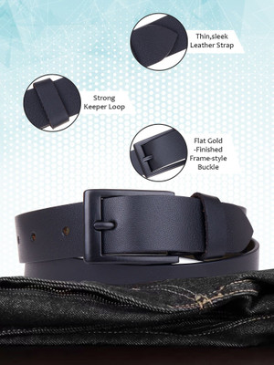 Roadster Men Formal Black Genuine Leather Belt