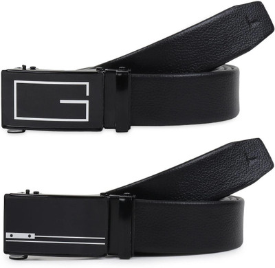 Pacific Gold Men Casual, Evening, Formal, Party Black, Black Artificial Leather Belt