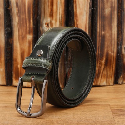 LOUIS STITCH Men Formal Green Genuine Leather Belt