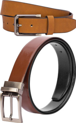 Jungler Men Evening, Party, Formal, Casual Brown, Brown, Black Genuine Leather Belt