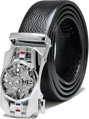 ShopGlobal Men & Women Casual Black, Silver Artificial Leather Belt