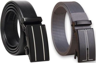 Micron Men & Women Casual, Evening, Formal, Party Black, Blue Genuine Leather, Nylon Belt