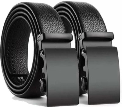 LUXURY LEATHER Men Casual, Formal, Evening, Party Black Texas Leatherite Belt