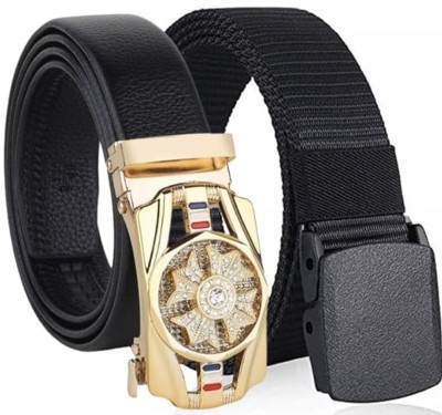 Daller Boys & Girls Casual, Evening, Formal, Party Black, Gold Nylon, Genuine Leather Belt