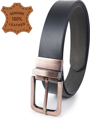 wizara Men Formal, Party, Casual, Evening Black Genuine Leather Belt