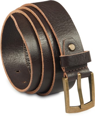 KEZRO Men Casual Brown Genuine Leather Belt