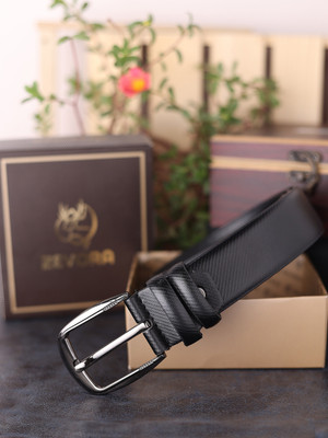 ZEVORA Men Evening, Formal, Party Black Genuine Leather Belt