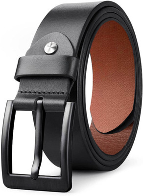 zaphod Men Formal, Casual, Evening, Party Black Genuine Leather Belt