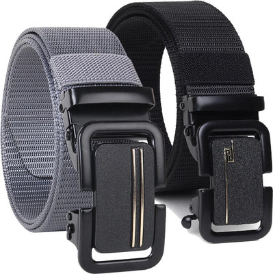 PROVOGUE Men Casual, Formal, Evening, Party Black, Grey Nylon Belt