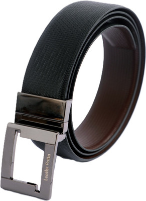 Leather Patta Men Formal Black Genuine Leather Reversible Belt