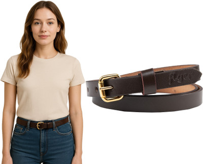 FLYER Girls Casual, Formal, Evening, Party Brown Genuine Leather Belt