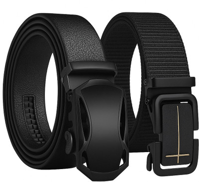 PROVOGUE Men Party, Evening, Formal, Casual Black Artificial Leather, Texas Leatherite, Nylon Belt