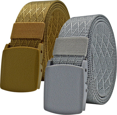 PROVOGUE Men Casual Gold, Grey Nylon Belt