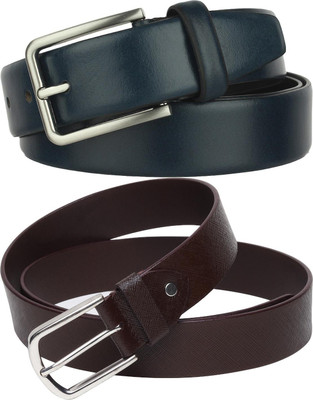 Jungler Men Evening, Party, Formal, Casual Blue, Brown Genuine Leather Belt