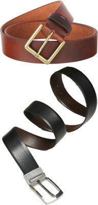 Jungler Men Evening, Party, Formal, Casual Brown, Black, Brown Genuine Leather Belt