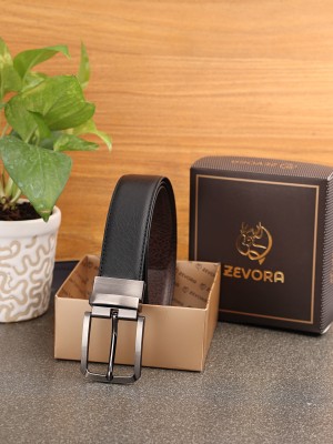 ZEVORA Men Casual, Formal, Party Black Genuine Leather Reversible Belt