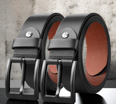 Roadster Men Formal Black Genuine Leather Belt