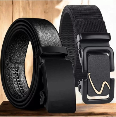 ShopGlobal Men & Women Casual Black Genuine Leather Belt