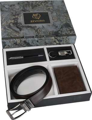 ZEVORA Men Casual Brown Genuine Leather Reversible Belt