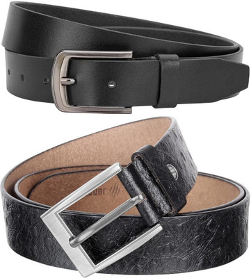Jungler Men Evening, Party, Formal, Casual Black, Black Genuine Leather Belt